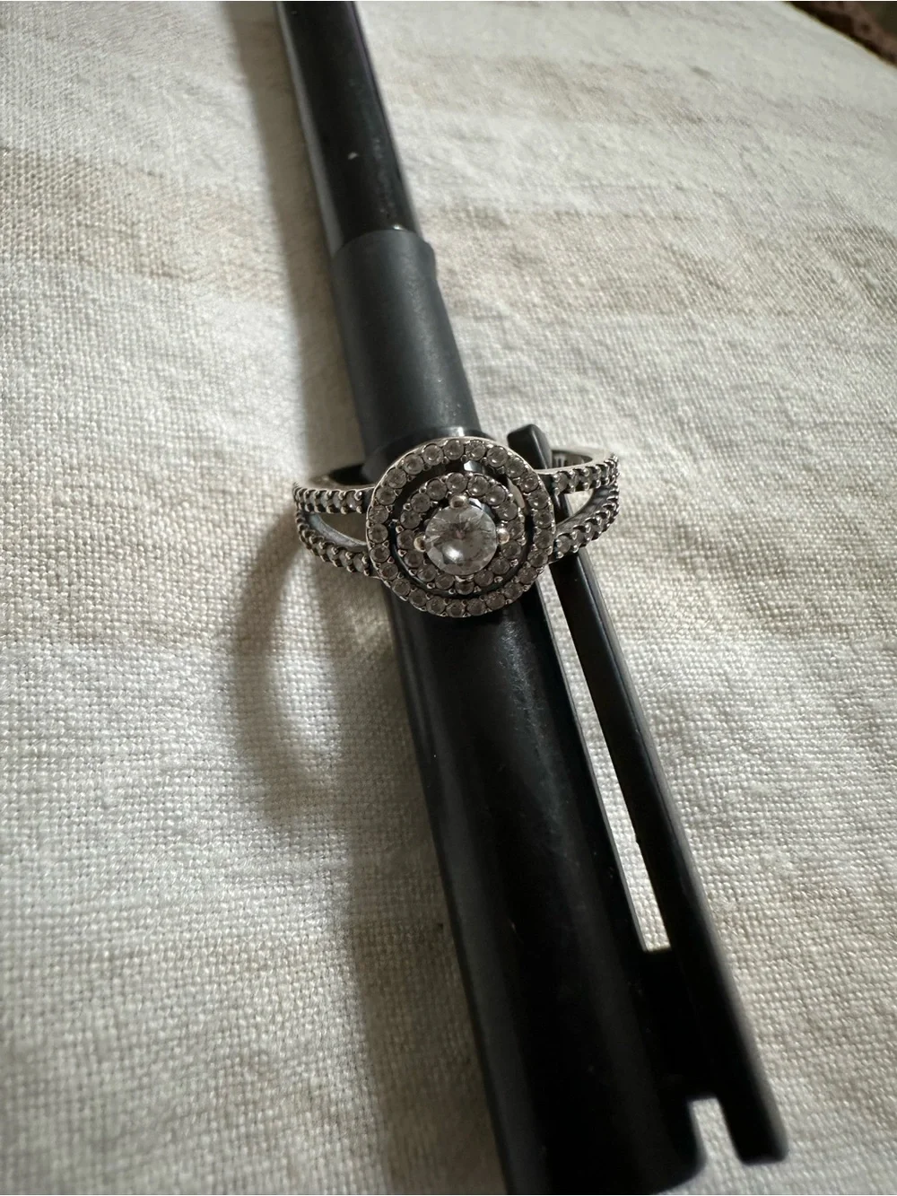 Pandora Silver Halo Ring with Clear Center Stone